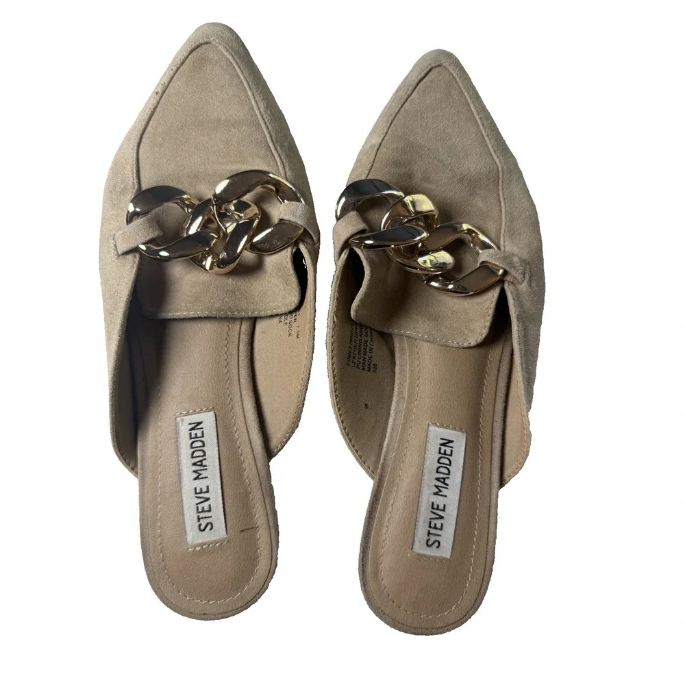 Steve Madden Suede Leather Mules Slip On Shoes size 7.5